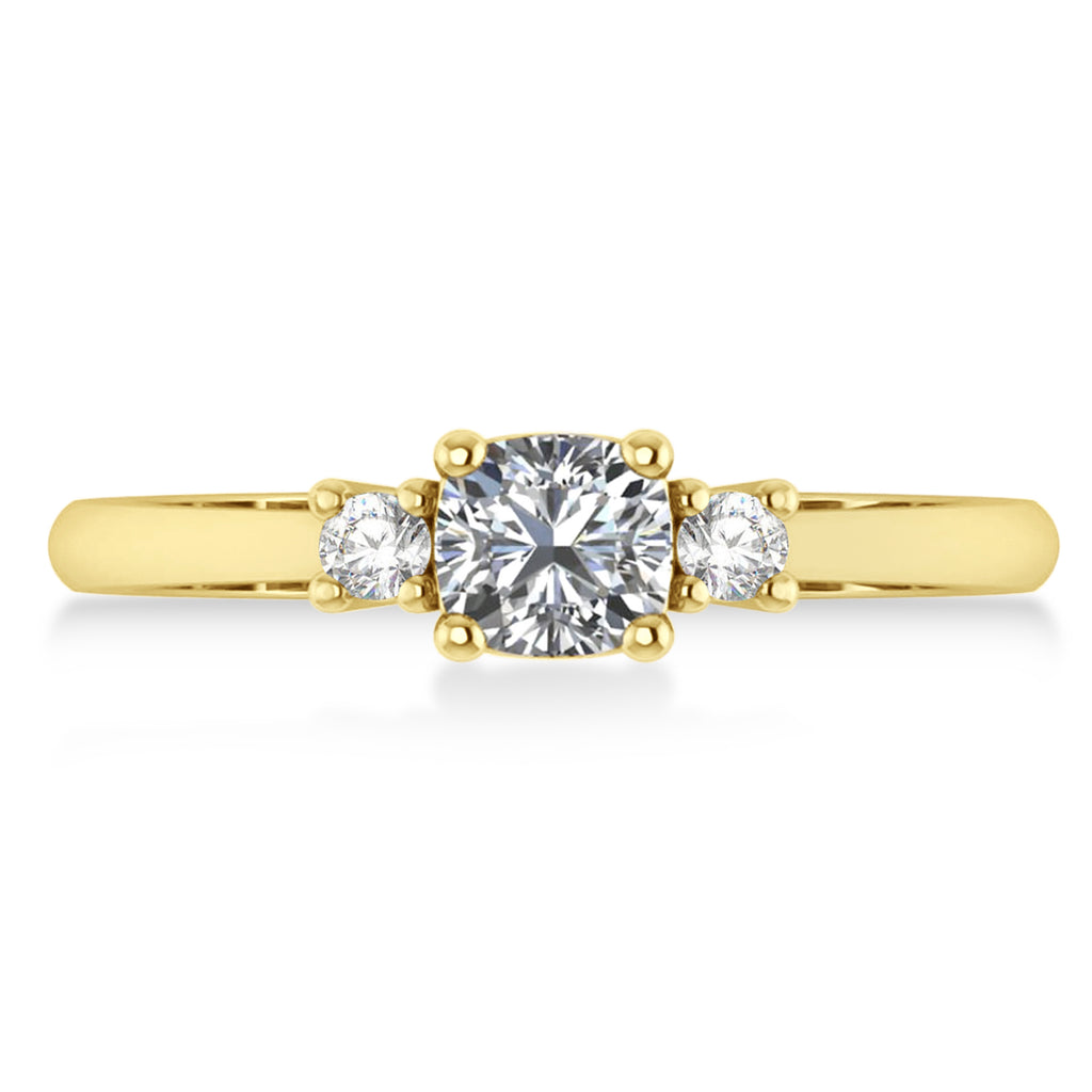 Cushion Lab Grown Diamond Three-Stone Engagement Ring 14k Yellow Gold (0.60ct)