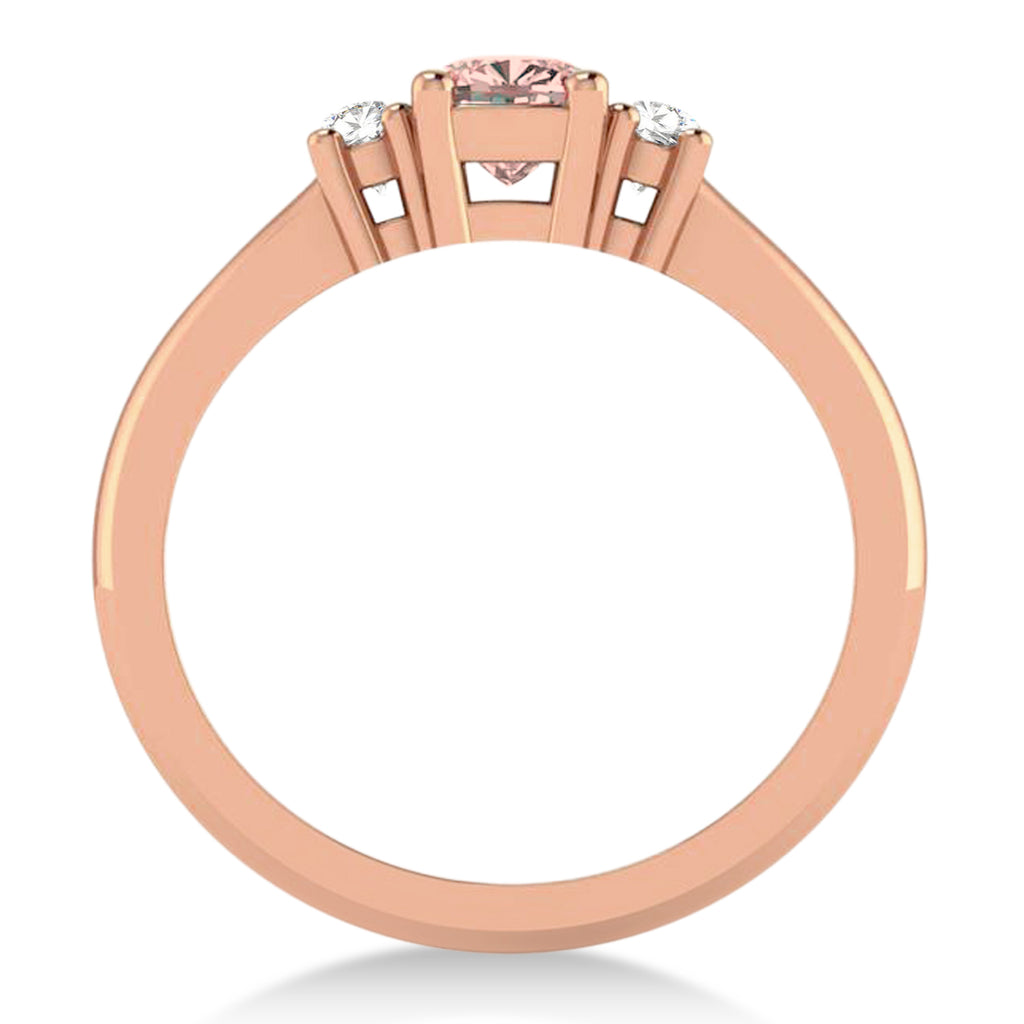 Cushion Morganite & Diamond Three-Stone Engagement Ring 14k Rose Gold (0.60ct)