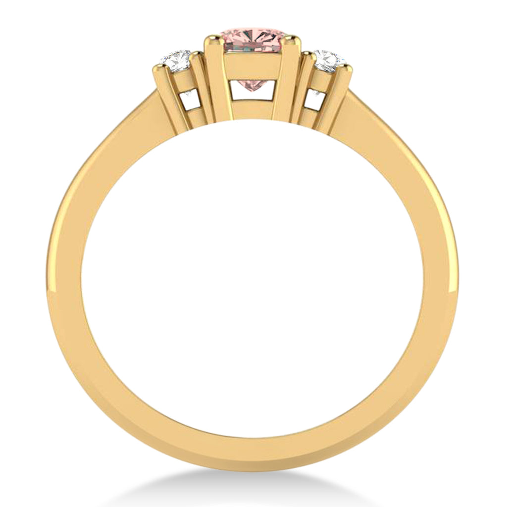 Cushion Morganite & Diamond Three-Stone Engagement Ring 14k Yellow Gold (0.60ct)