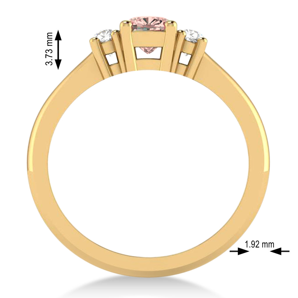 Cushion Morganite & Diamond Three-Stone Engagement Ring 14k Yellow Gold (0.60ct)