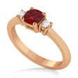 Cushion Ruby & Diamond Three-Stone Engagement Ring 14k Rose Gold (0.60ct)