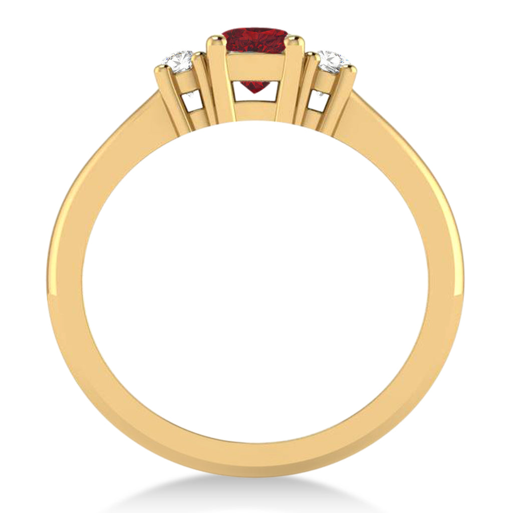 Cushion Ruby & Diamond Three-Stone Engagement Ring 14k Yellow Gold (0.60ct)