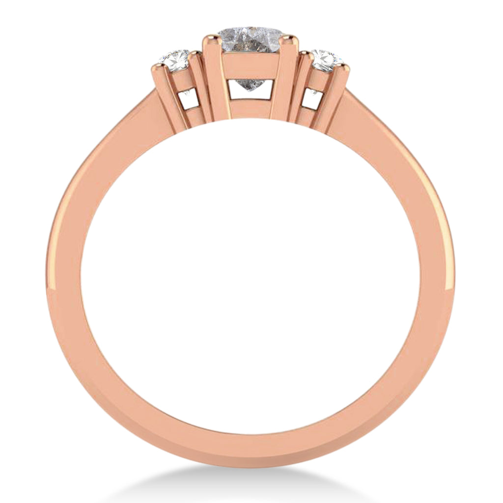 Cushion Salt & Pepper & White Diamond Three-Stone Engagement Ring 14k Rose Gold (0.60ct)