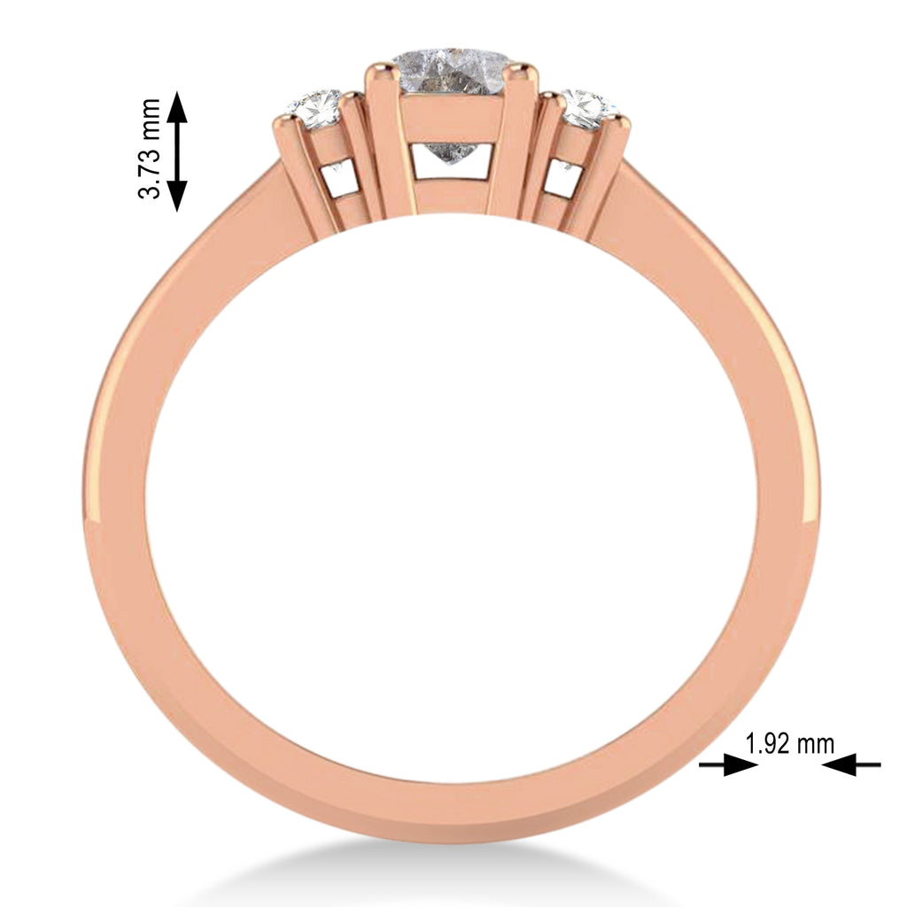 Cushion Salt & Pepper & White Diamond Three-Stone Engagement Ring 14k Rose Gold (0.60ct)