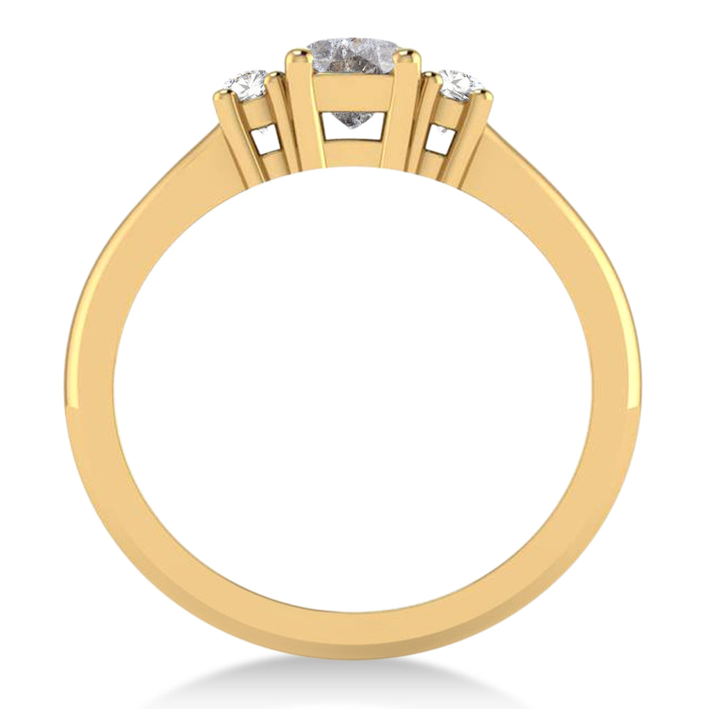 Cushion Salt & Pepper & White Diamond Three-Stone Engagement Ring 14k Yellow Gold (0.60ct)