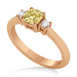 Cushion Yellow & White Diamond Three-Stone Engagement Ring 14k Rose Gold (0.60ct)