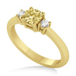 Cushion Yellow & White Diamond Three-Stone Engagement Ring 14k Yellow Gold (0.60ct)
