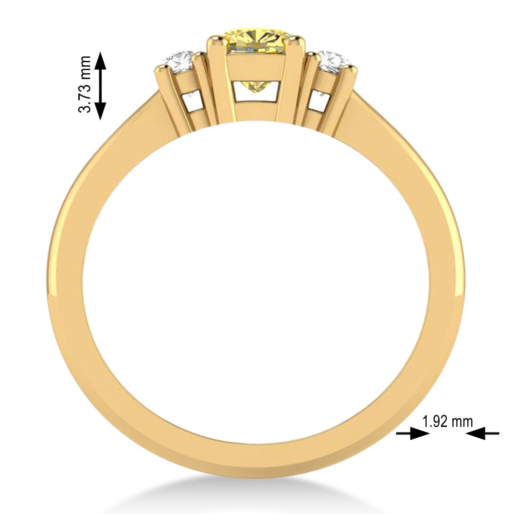 Cushion Yellow & White Diamond Three-Stone Engagement Ring 14k Yellow Gold (0.60ct)