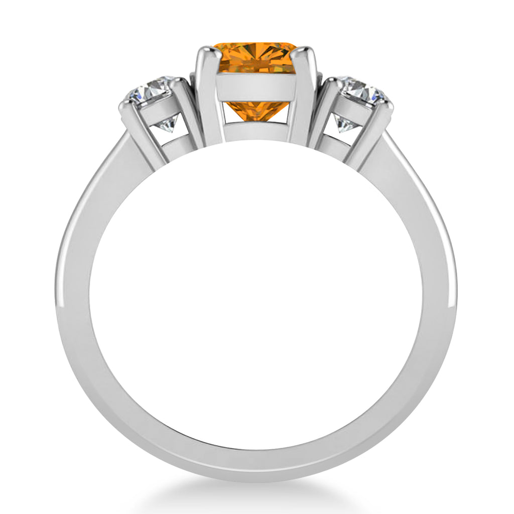 Cushion & Round 3-Stone Citrine & Diamond Engagement Ring 14k White Gold (2.50ct)