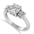 Cushion & Round 3-Stone Moissanite & Diamond Engagement Ring 14k White Gold (2.50ct)