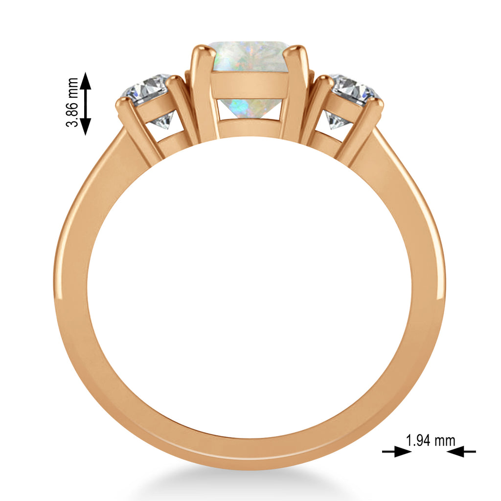 Cushion & Round 3-Stone Opal & Diamond Engagement Ring 14k Rose Gold (2.50ct)