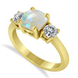 Cushion & Round 3-Stone Opal & Diamond Engagement Ring 14k Yellow Gold (2.50ct)