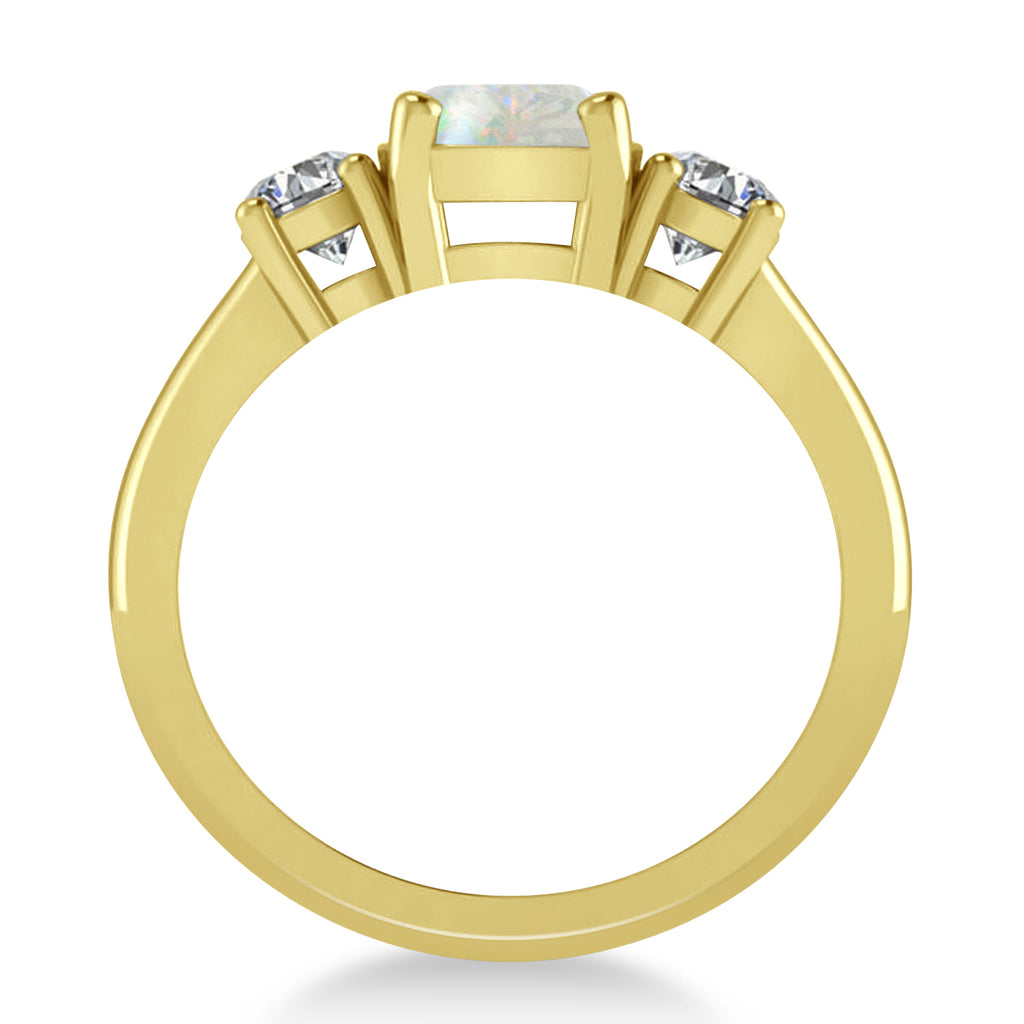 Cushion & Round 3-Stone Opal & Diamond Engagement Ring 14k Yellow Gold (2.50ct)