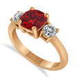 Cushion & Round 3-Stone Ruby & Diamond Engagement Ring 14k Rose Gold (2.50ct)