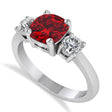 Cushion & Round 3-Stone Ruby & Diamond Engagement Ring 14k White Gold (2.50ct)