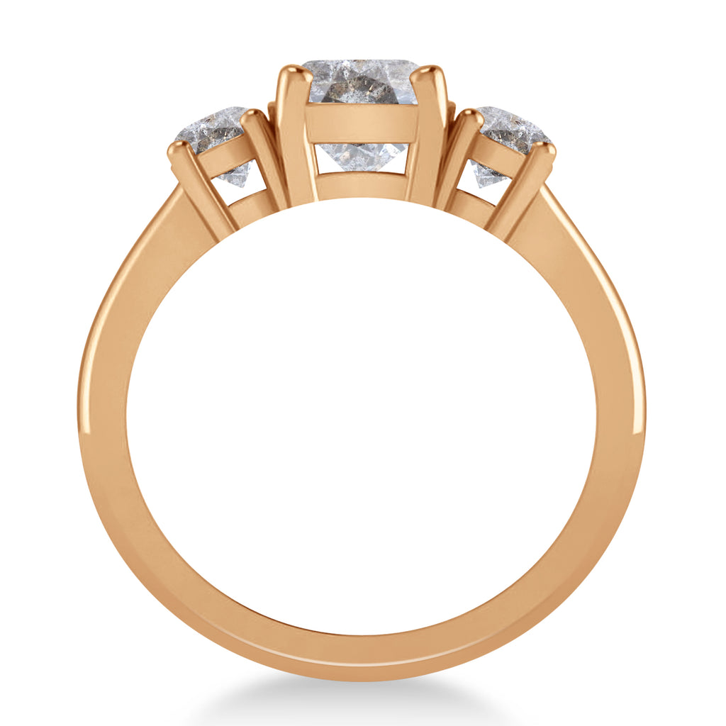 Cushion & Round 3-Stone Salt & Pepper Diamond Engagement Ring 14k Rose Gold (2.50ct)