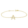 Custom Tilted Diamond Block Letter Initial Bracelet in 14k Yellow Gold