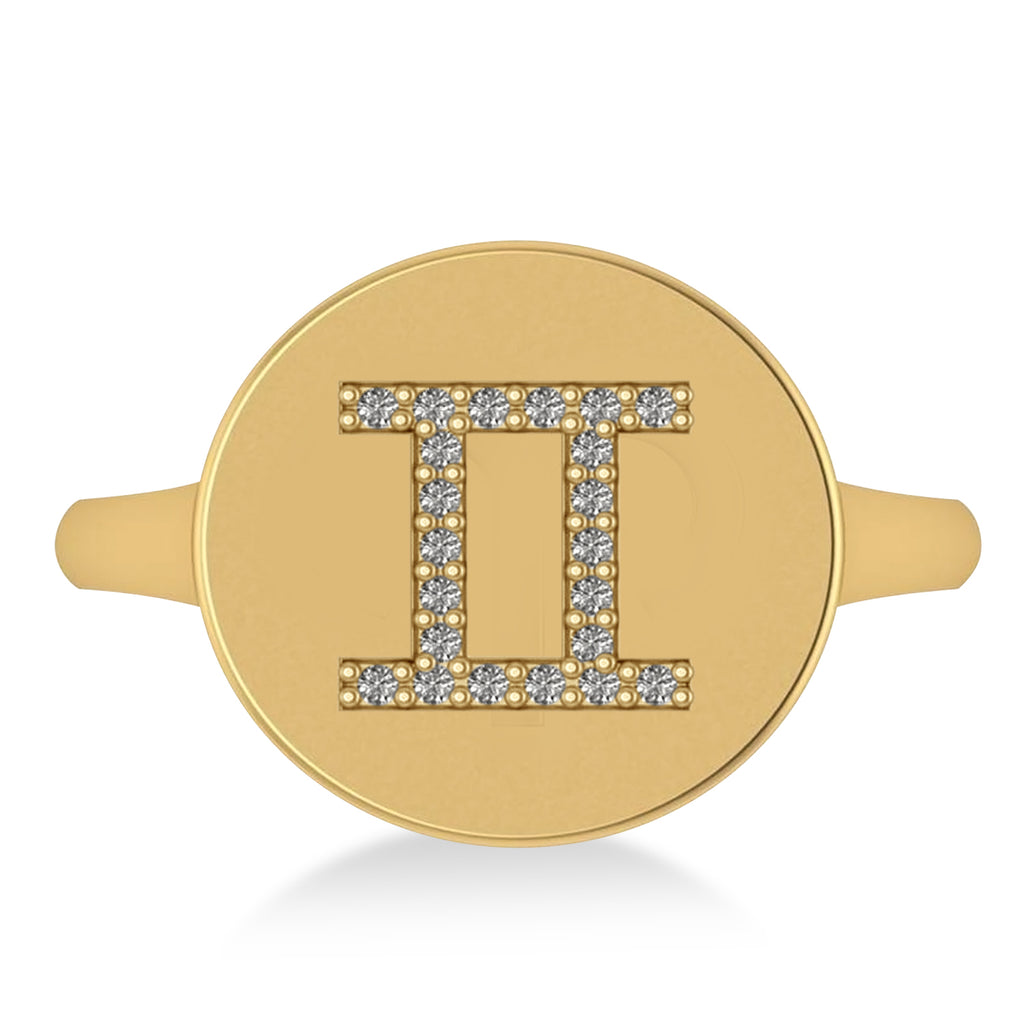 Diamond Gemini Zodiac Disk Ring 14k Yellow Gold (0.11ct)