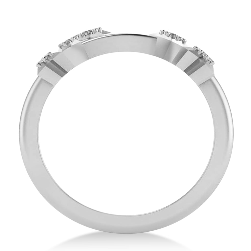 Diamond Aries Zodiac Constellation Star Ring 14k White Gold (0.09ct)