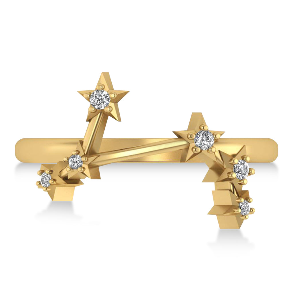 Diamond Aries Zodiac Constellation Star Ring 14k Yellow Gold (0.09ct)