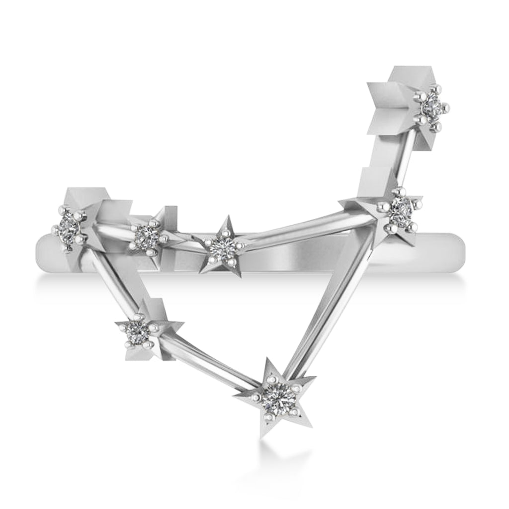 Diamond Capricorn Zodiac Constellation Star Ring 14k White Gold (0.11ct)