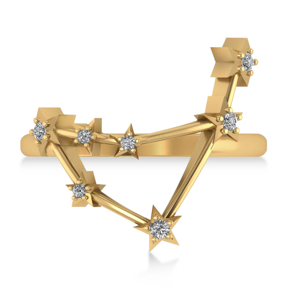 Diamond Capricorn Zodiac Constellation Star Ring 14k Yellow Gold (0.11ct)
