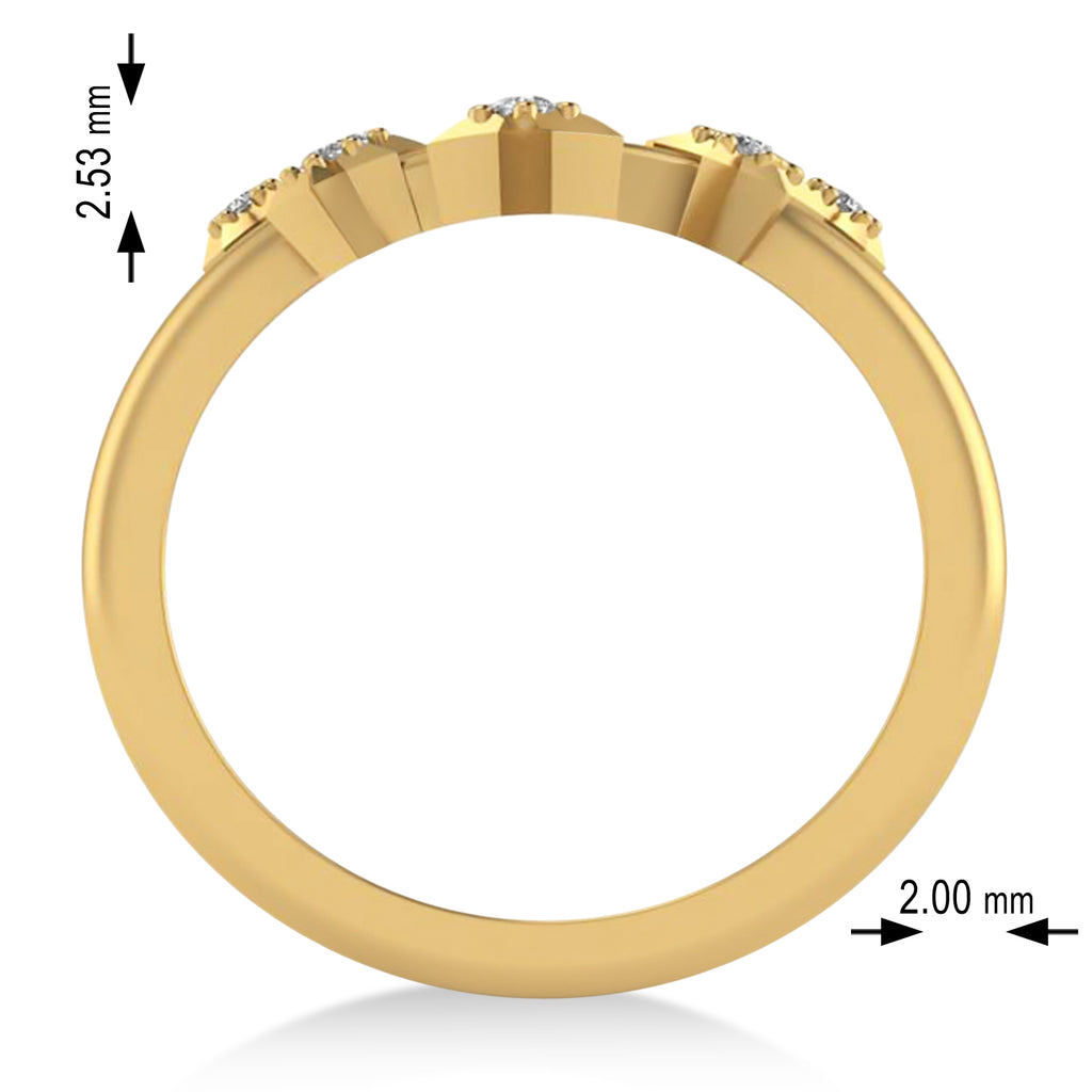 Diamond Aquarius Zodiac Constellation Star Ring 14k Yellow Gold (0.09ct)