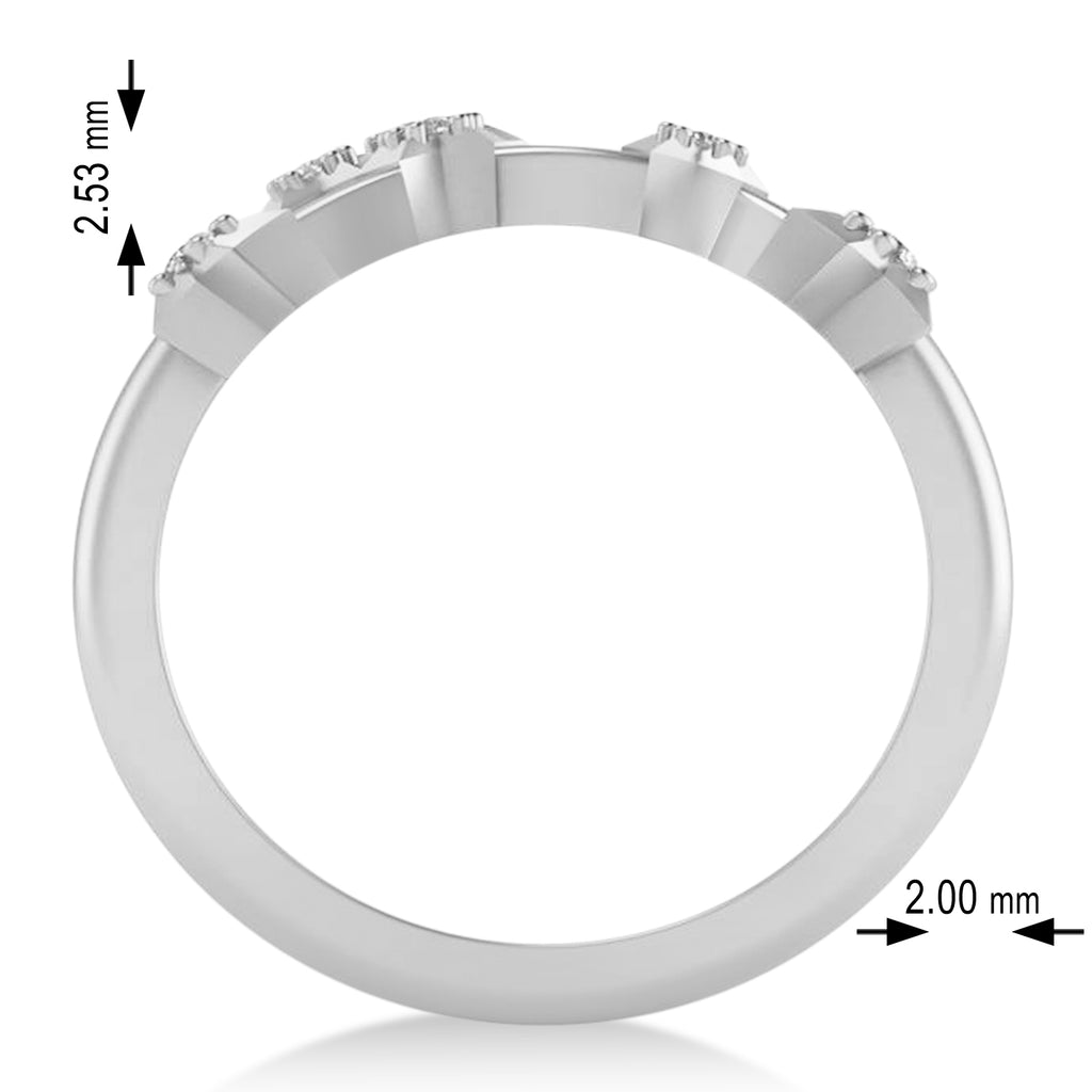 Diamond Pisces Zodiac Constellation Star Ring 14k White Gold (0.10 ct)