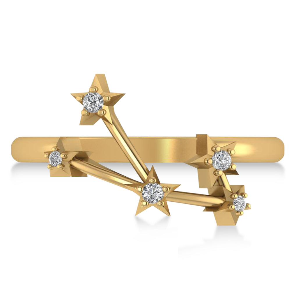 Diamond Taurus Zodiac Constellation Star Ring 14k Yellow Gold (0.08ct)