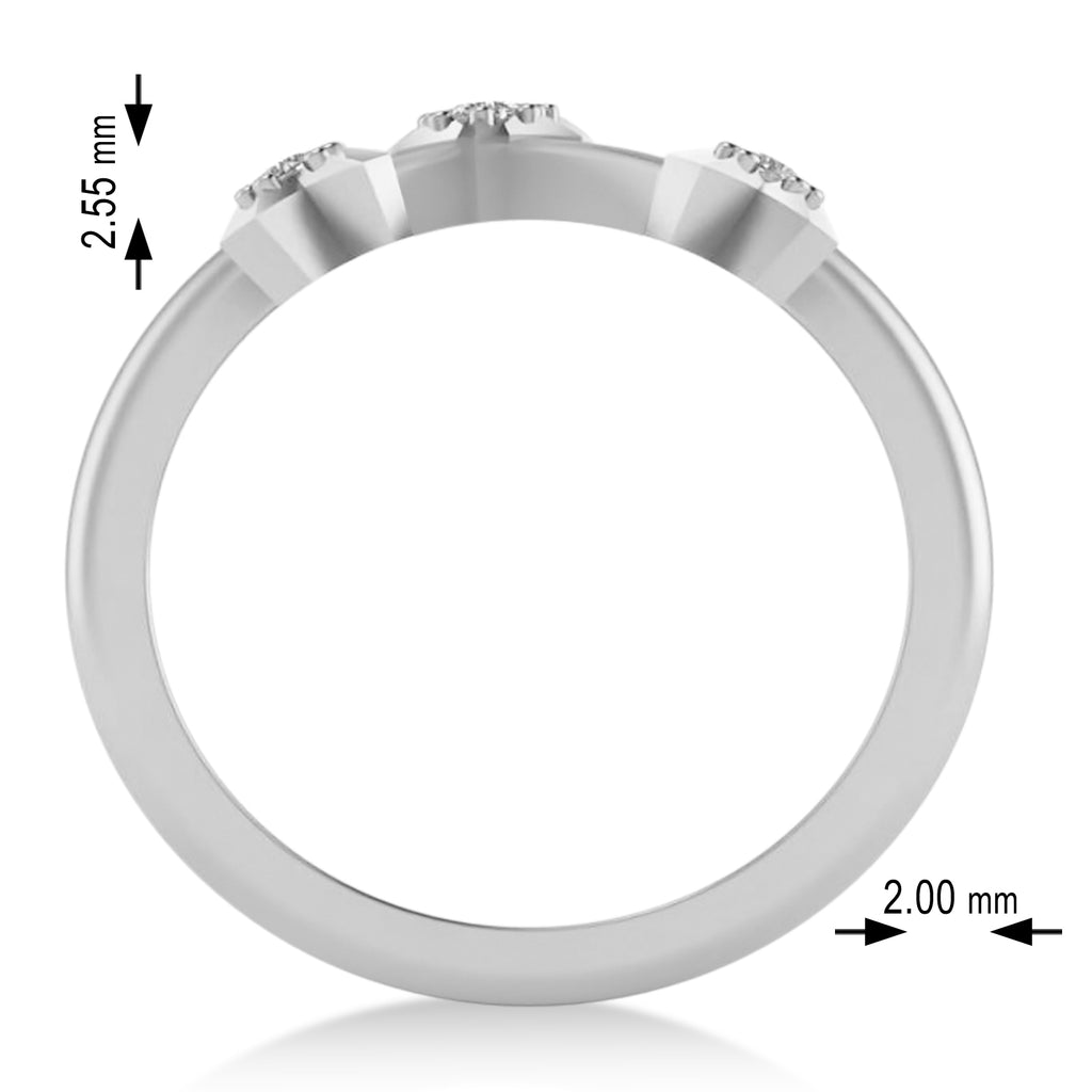 Diamond Cancer Zodiac Constellation Star Ring 14k White Gold (0.09ct)