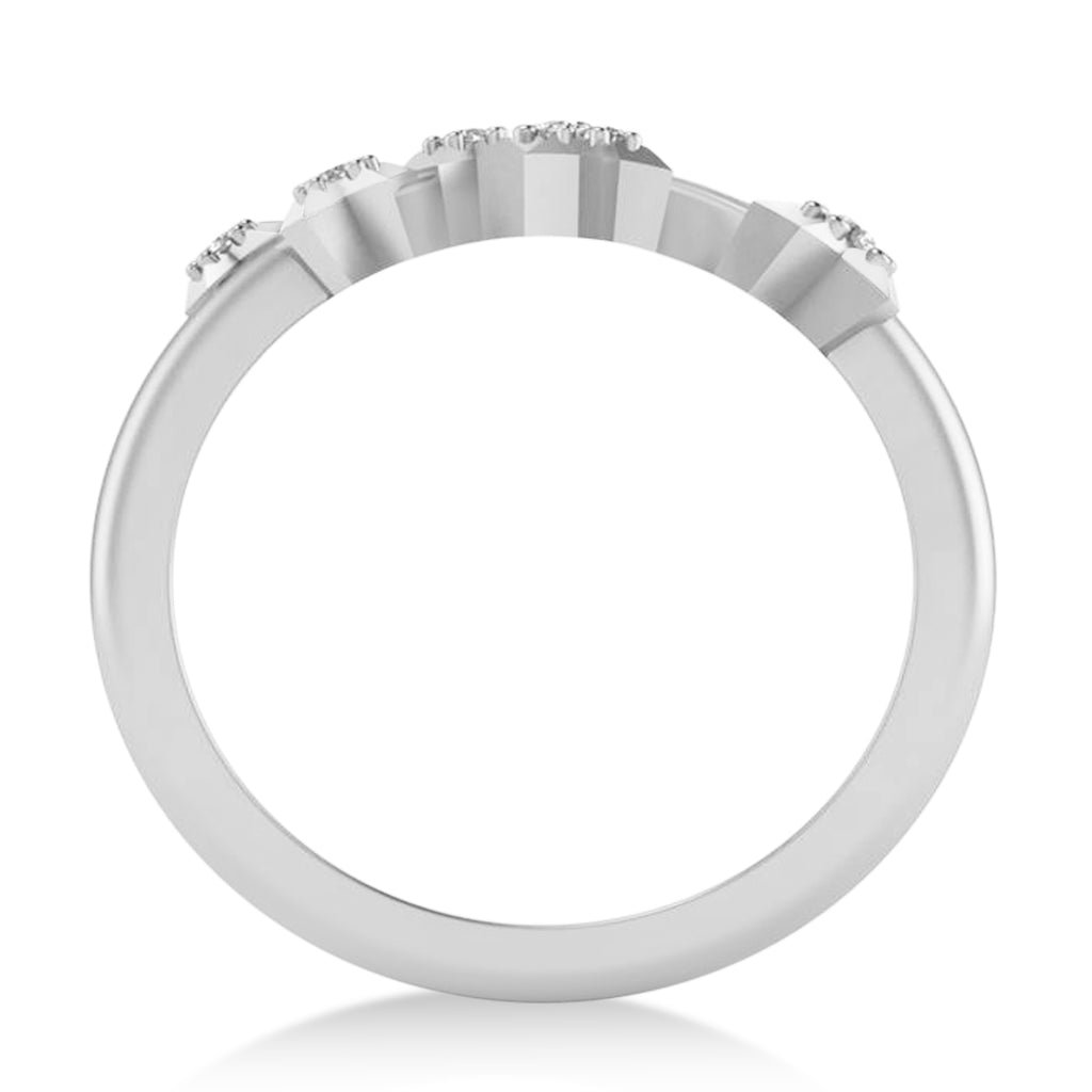 Diamond Libra Zodiac Constellation Star Ring 14k White Gold (0.08ct)