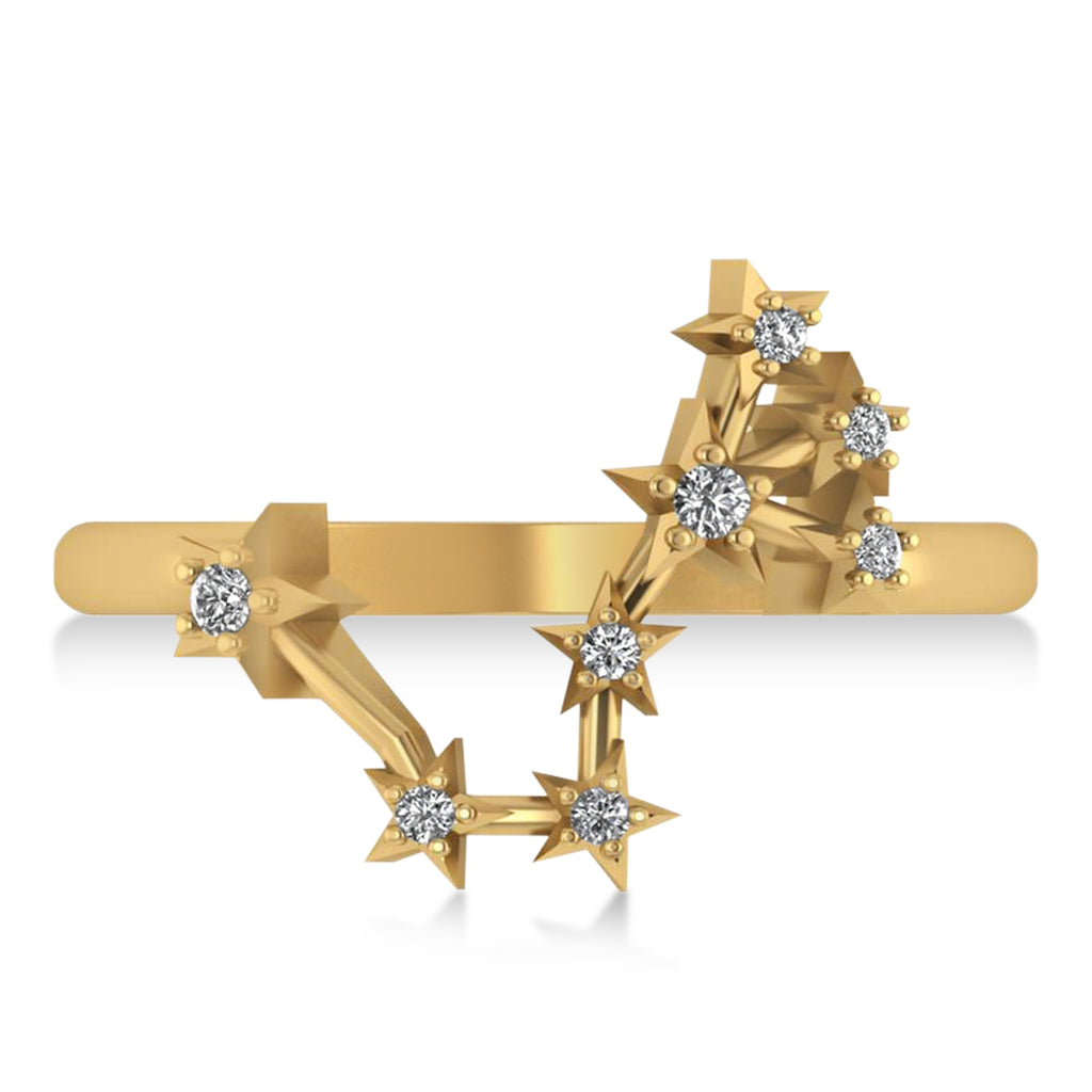 Diamond Scorpio Zodiac Constellation Star Ring 14k Yellow Gold (0.10ct)