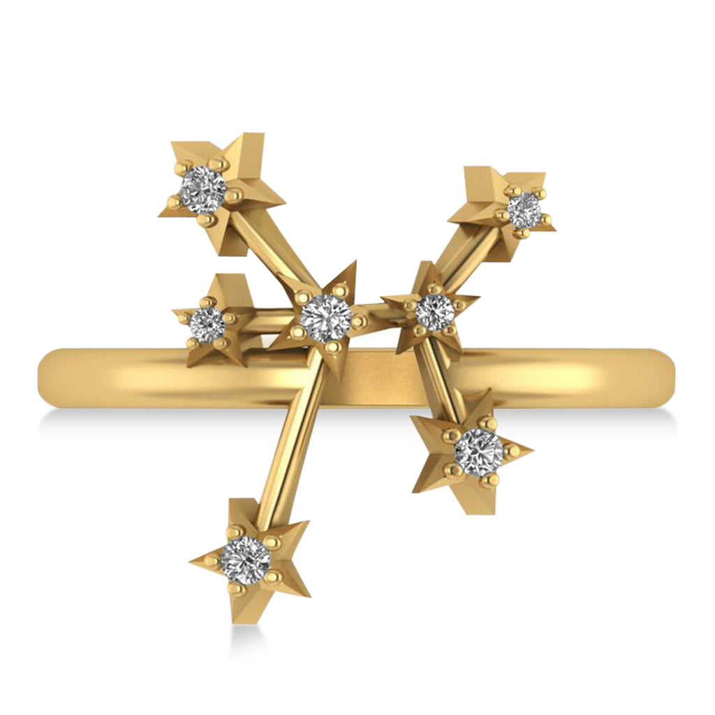 Diamond Sagittarius Zodiac Constellation Star Ring 14k Yellow Gold (0.11ct)