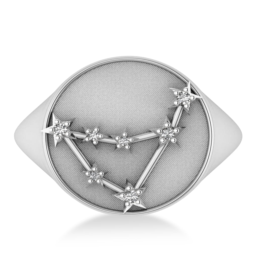 Diamond Capricorn Zodiac Constellation Disk Ring 14k White Gold (0.055ct)