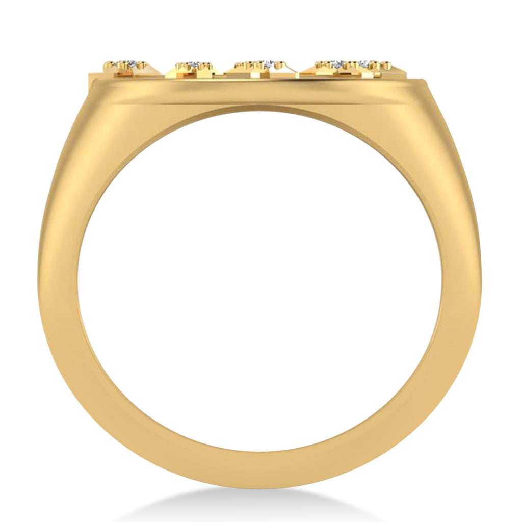Diamond Capricorn Zodiac Constellation Disk Ring 14k Yellow Gold (0.055ct)