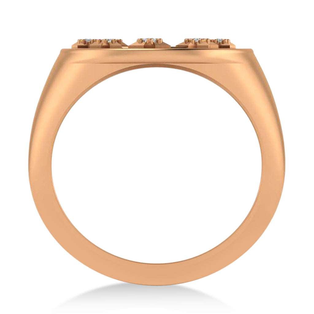 Diamond Aquarius Zodiac Constellation Disk Ring 14k Rose Gold (0.045 ct)