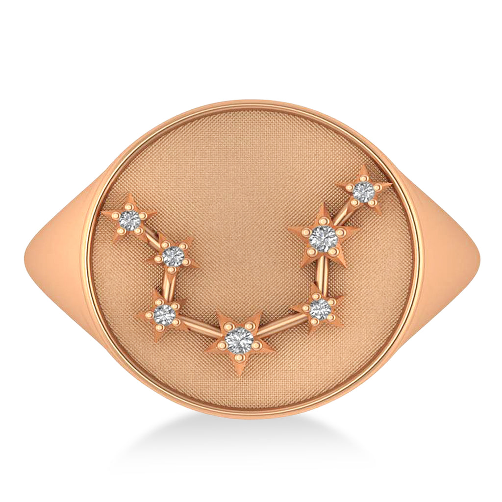 Diamond Aquarius Zodiac Constellation Disk Ring 14k Rose Gold (0.045 ct)