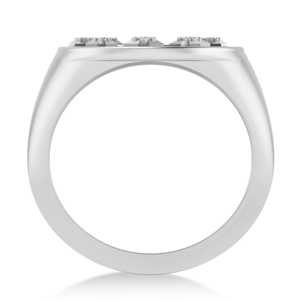 Diamond Aquarius Zodiac Constellation Disk Ring 14k White Gold (0.045ct)
