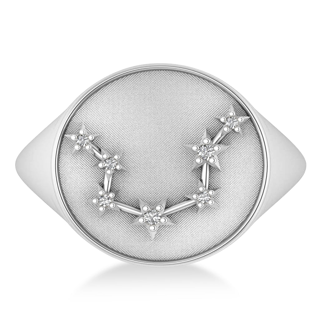 Diamond Aquarius Zodiac Constellation Disk Ring 14k White Gold (0.045ct)