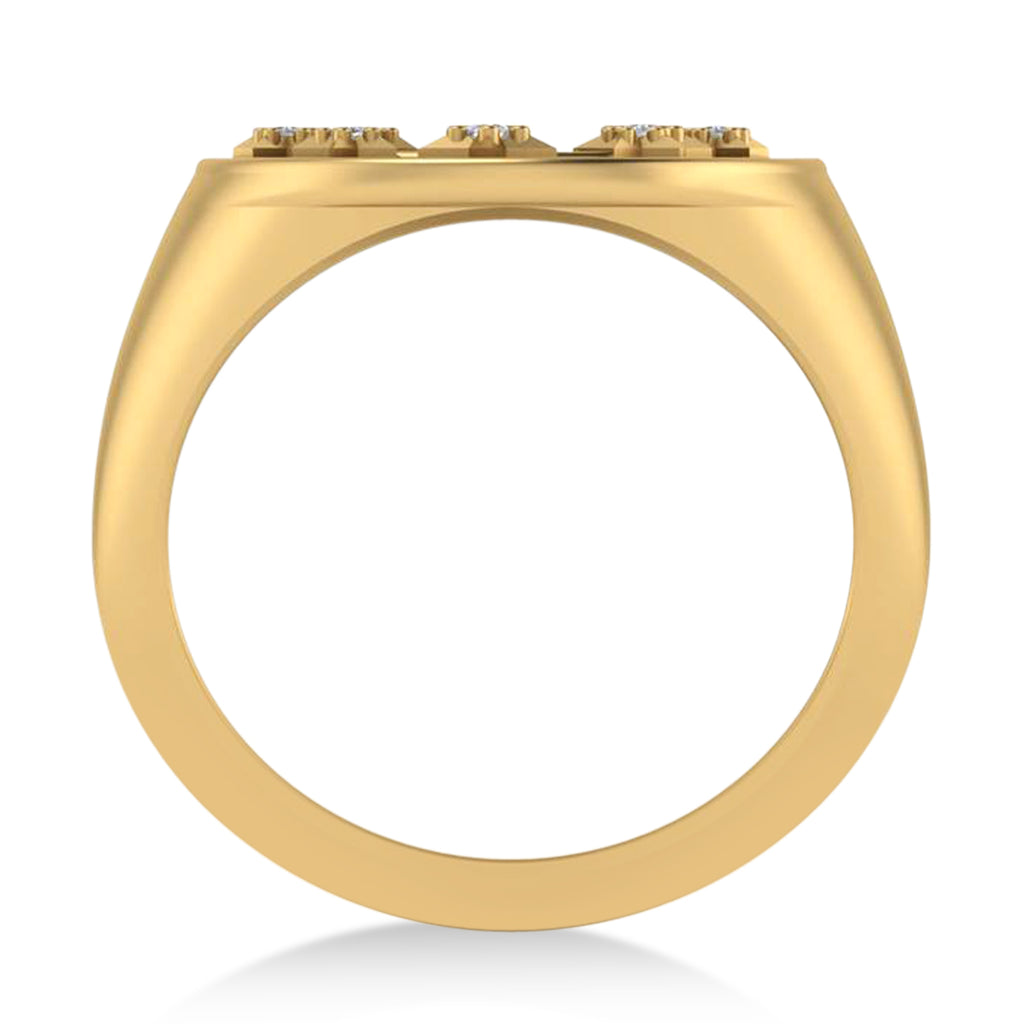 Diamond Aquarius Zodiac Constellation Disk Ring 14k Yellow Gold (0.045ct)