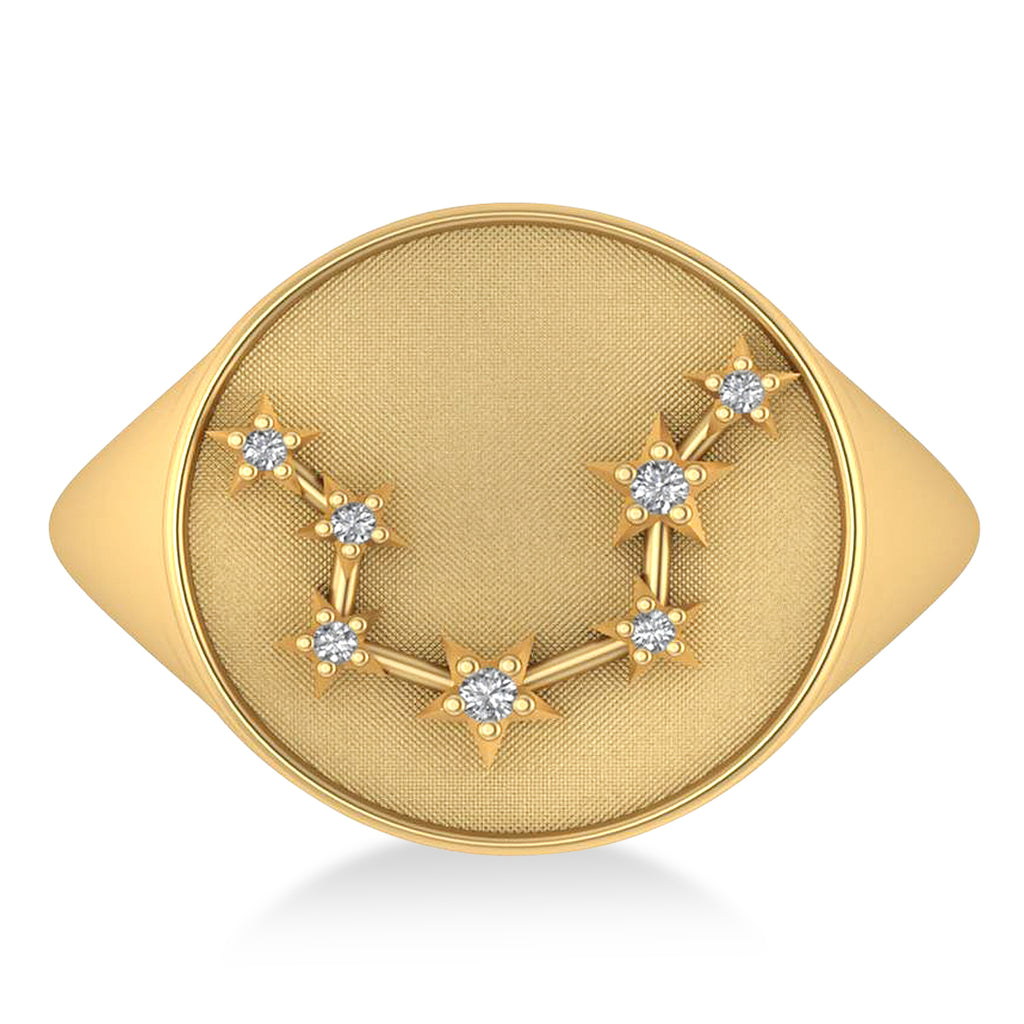 Diamond Aquarius Zodiac Constellation Disk Ring 14k Yellow Gold (0.045ct)