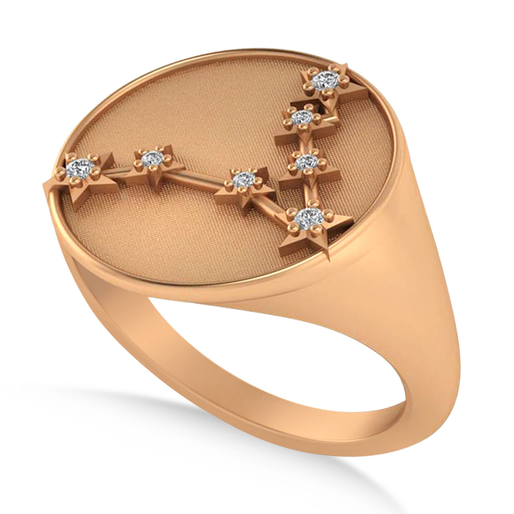 Diamond Pisces Zodiac Constellation Disk Ring 14k Rose Gold (0.05 ct)