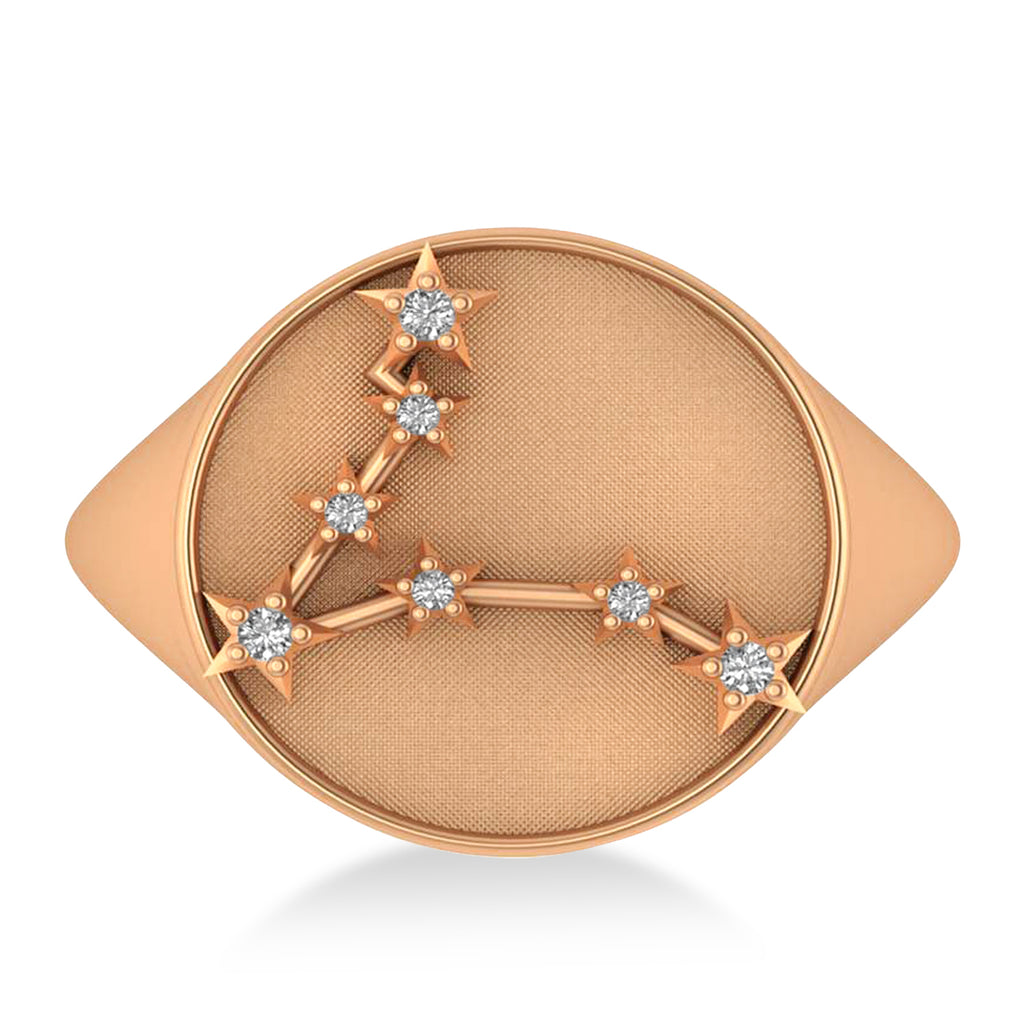Diamond Pisces Zodiac Constellation Disk Ring 14k Rose Gold (0.05 ct)