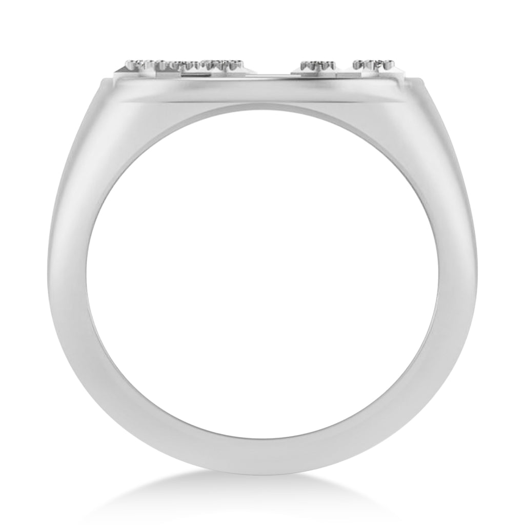 Diamond Pisces Zodiac Constellation Disk Ring 14k White Gold (0.05 ct)