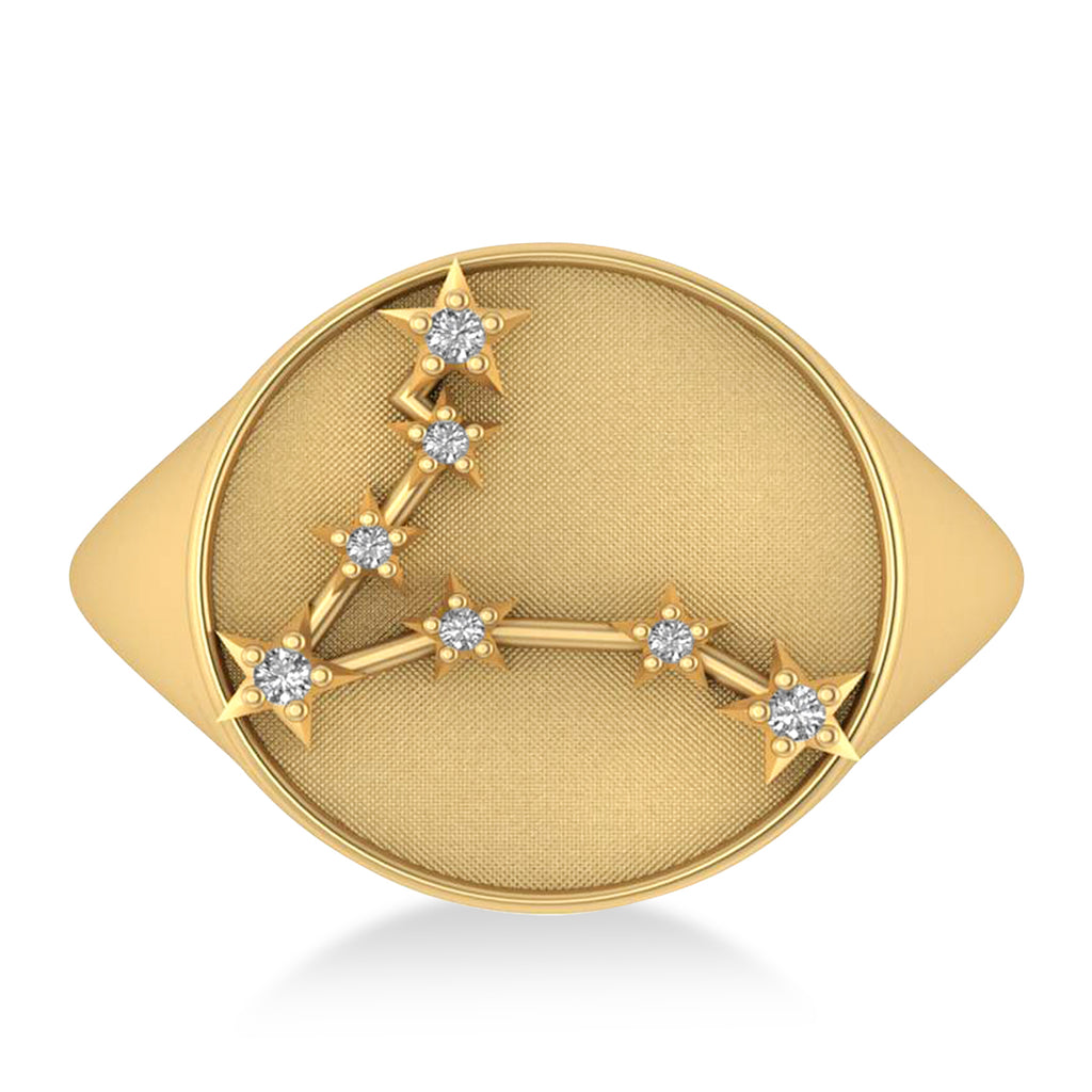 Diamond Pisces Zodiac Constellation Disk Ring 14k Yellow Gold (0.05 ct)