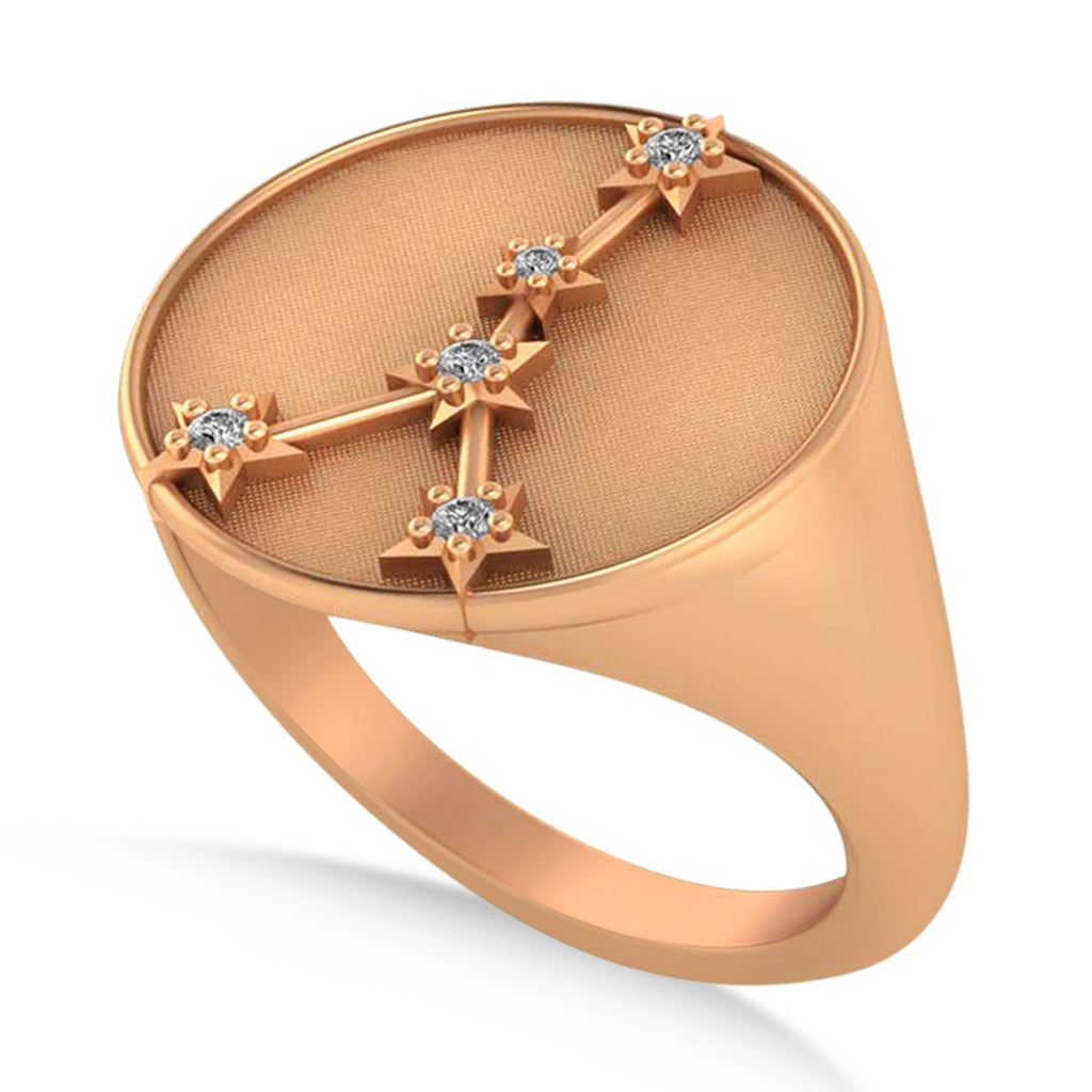 Diamond Cancer Zodiac Constellation Disk Ring 14k Rose Gold (0.045ct)