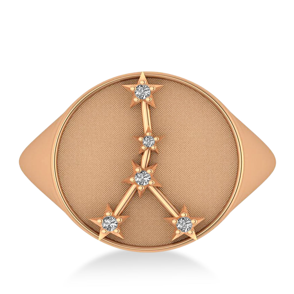 Diamond Cancer Zodiac Constellation Disk Ring 14k Rose Gold (0.045ct)
