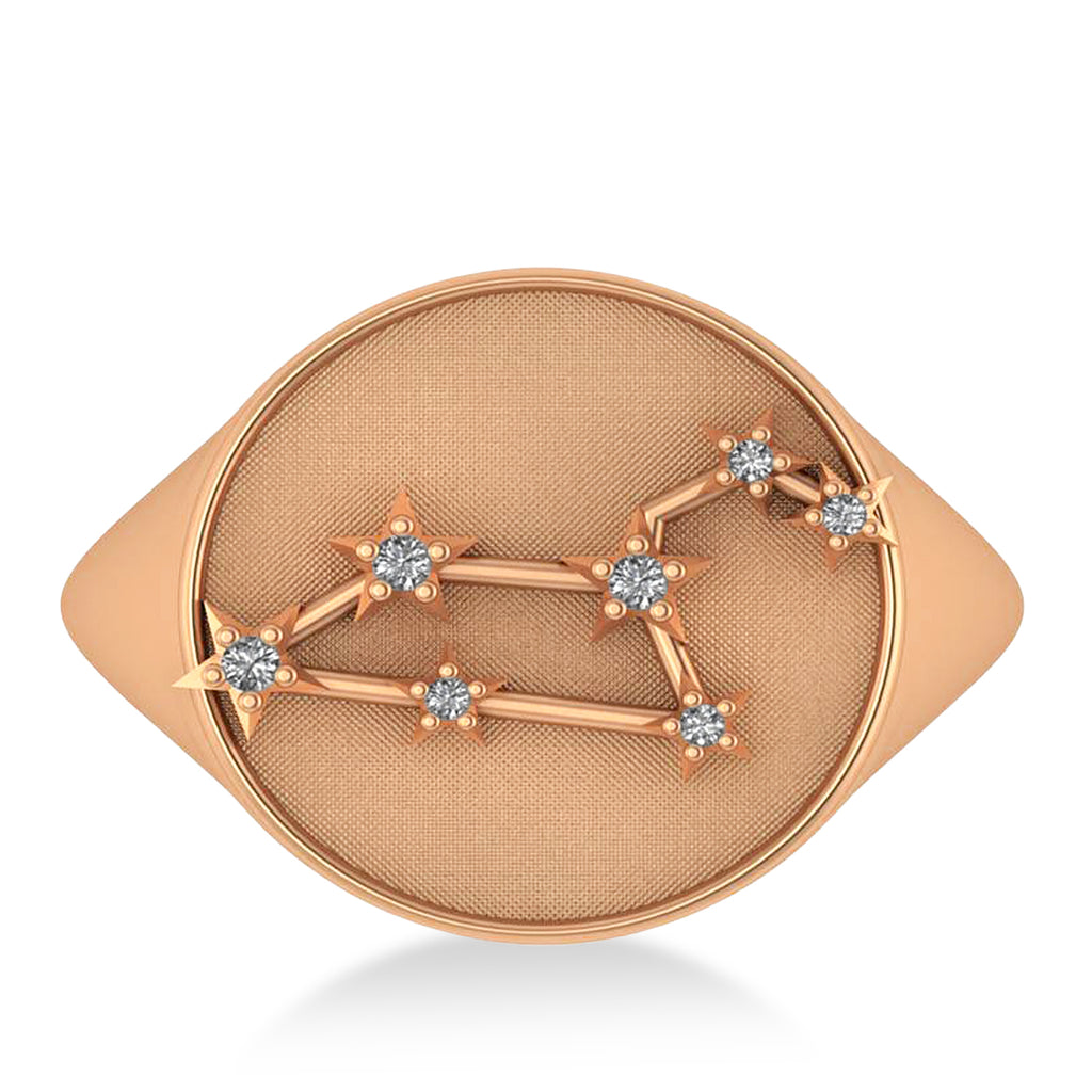 Diamond Leo Zodiac Constellation Disk Ring 14k Rose Gold (0.05ct)