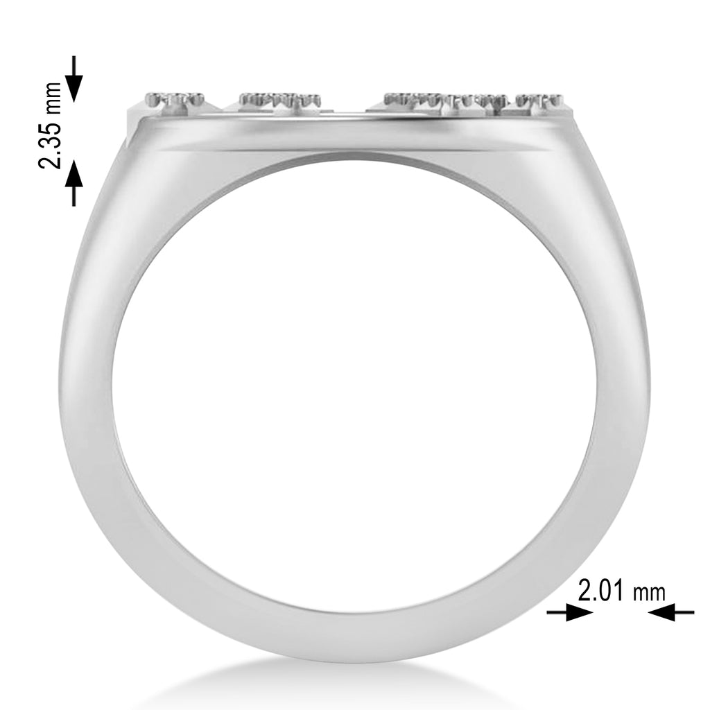 Diamond Leo Zodiac Constellation Disk Ring 14k White Gold (0.05ct)