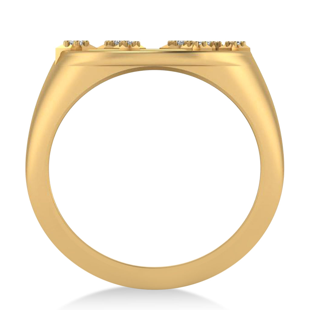 Diamond Leo Zodiac Constellation Disk Ring 14k Yellow Gold (0.05ct)